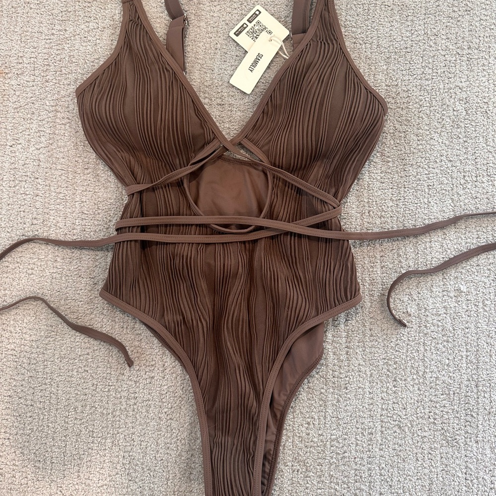 Seamolly Chocolate Ribbed One Piece Swimsuit